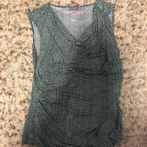 turquoise polka dotted blouse